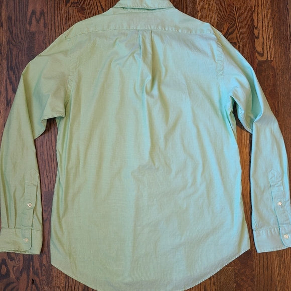 Ralph Lauren Custom Fit Green Button Down Shirt Purple Logo L - Picture 8 of 9